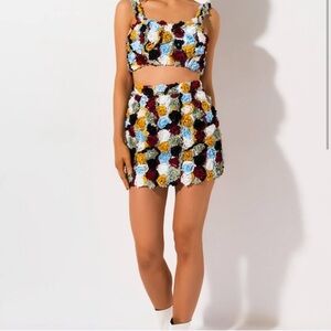Flower Bomb Crop Top and Mini Skirt